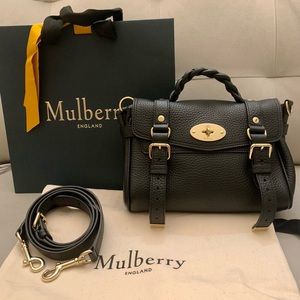 Authentic Mulberry Mini Alexa Black Heavy Grain